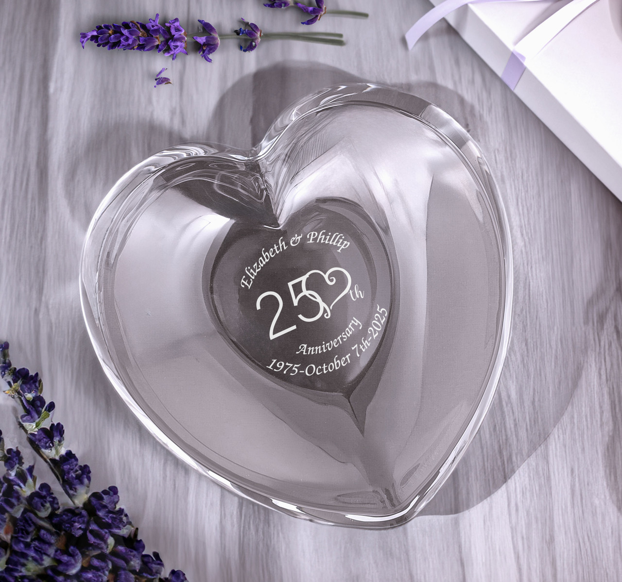 Personalized Crystal Silver Anniversary Platter - Great