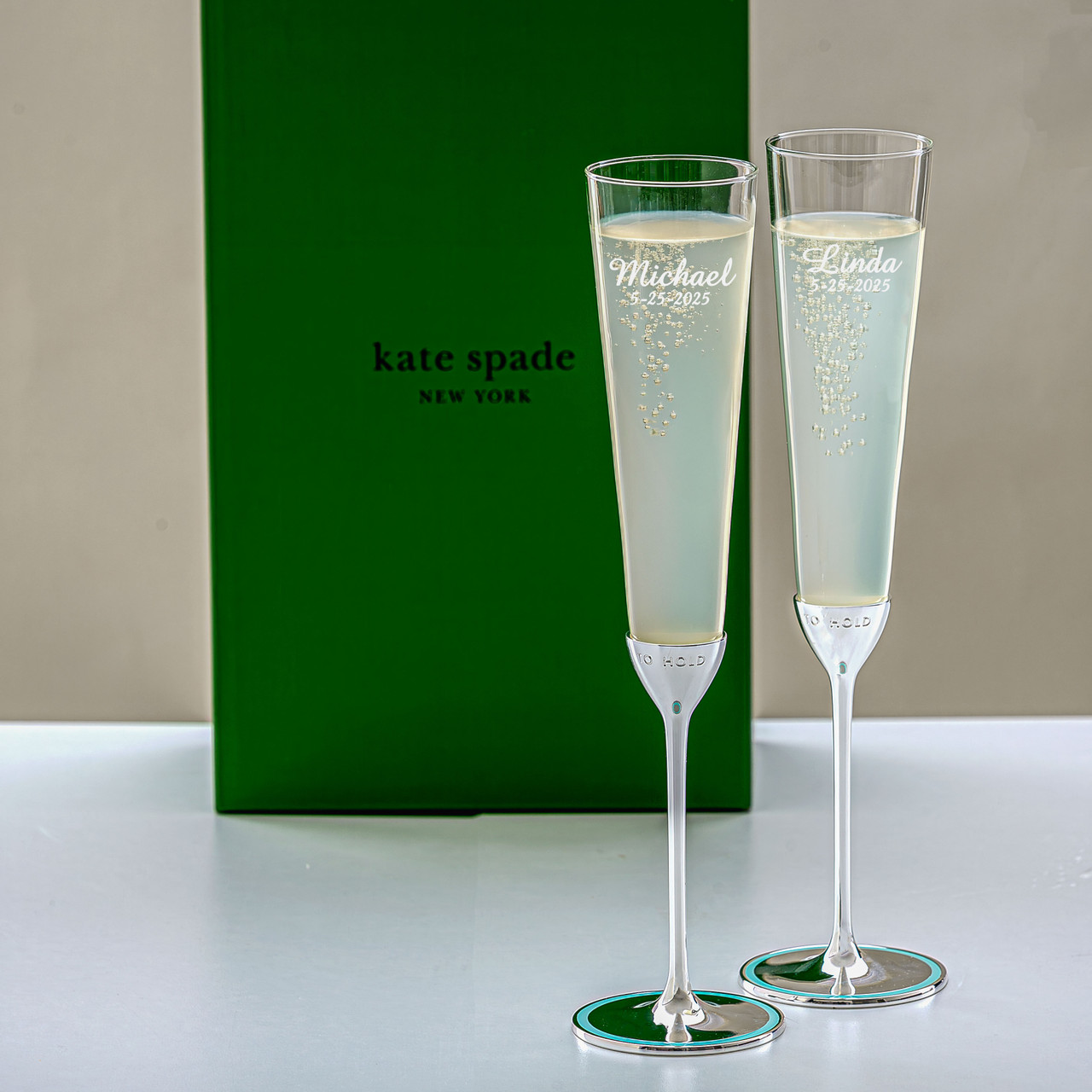 Personalized Crystal Kate Spade Take The Cake Crystal Flutes - Great  Wedding Gift | The Crystal Shoppe