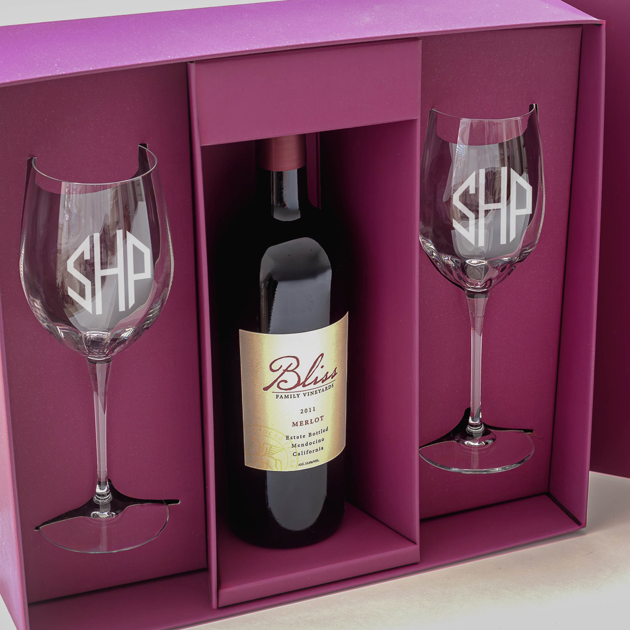 Gift Box, Wine Goblet Set of 2 with Space for Wine Bottle|Barski
