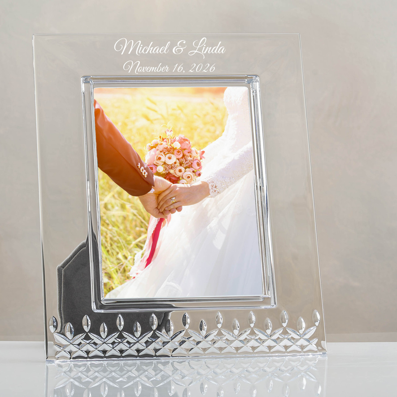 Personalized Crystal Waterford Frame -Amazing Wedding Gift | The