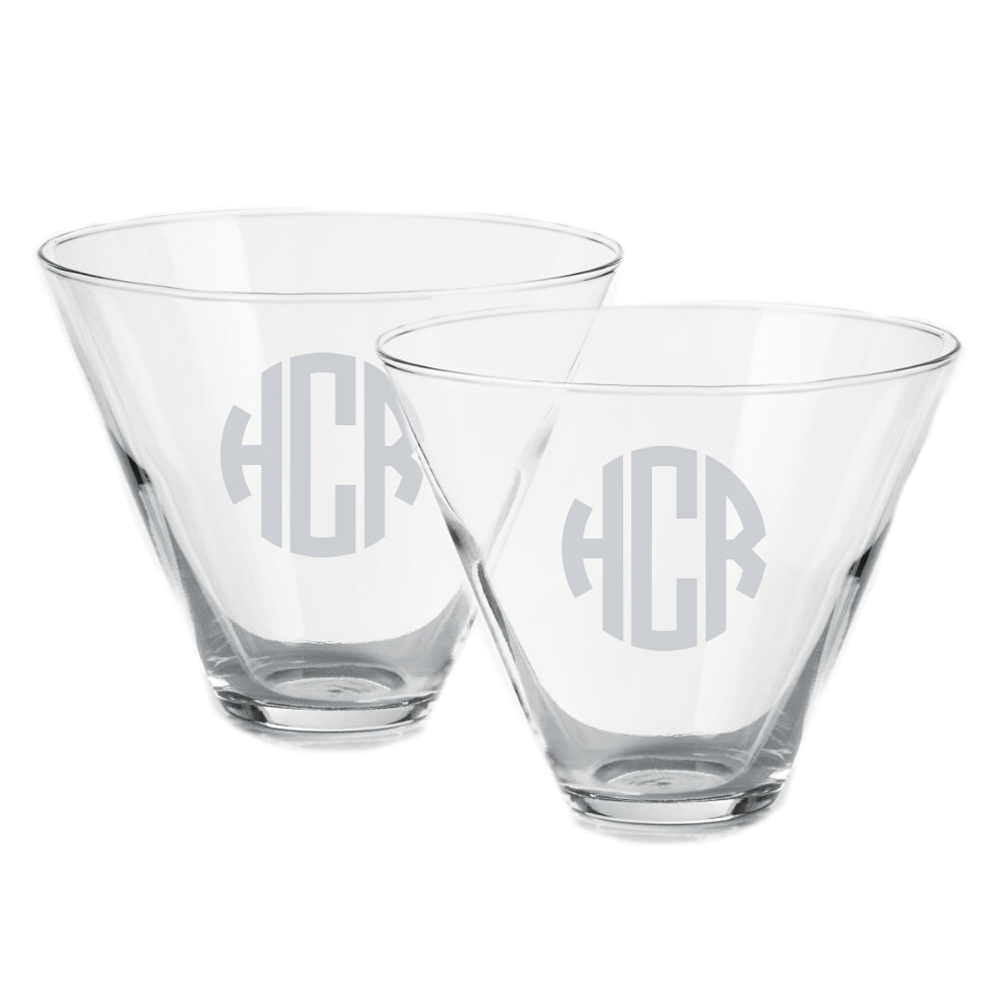 12 oz Set of 2 Martini Glasses Etched Dartmouth - Dartmouth Co-op