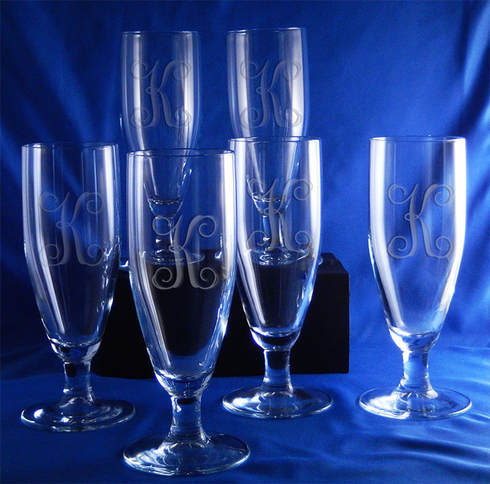 Starburst Cocktail Glasses, Monogrammed, Set/6