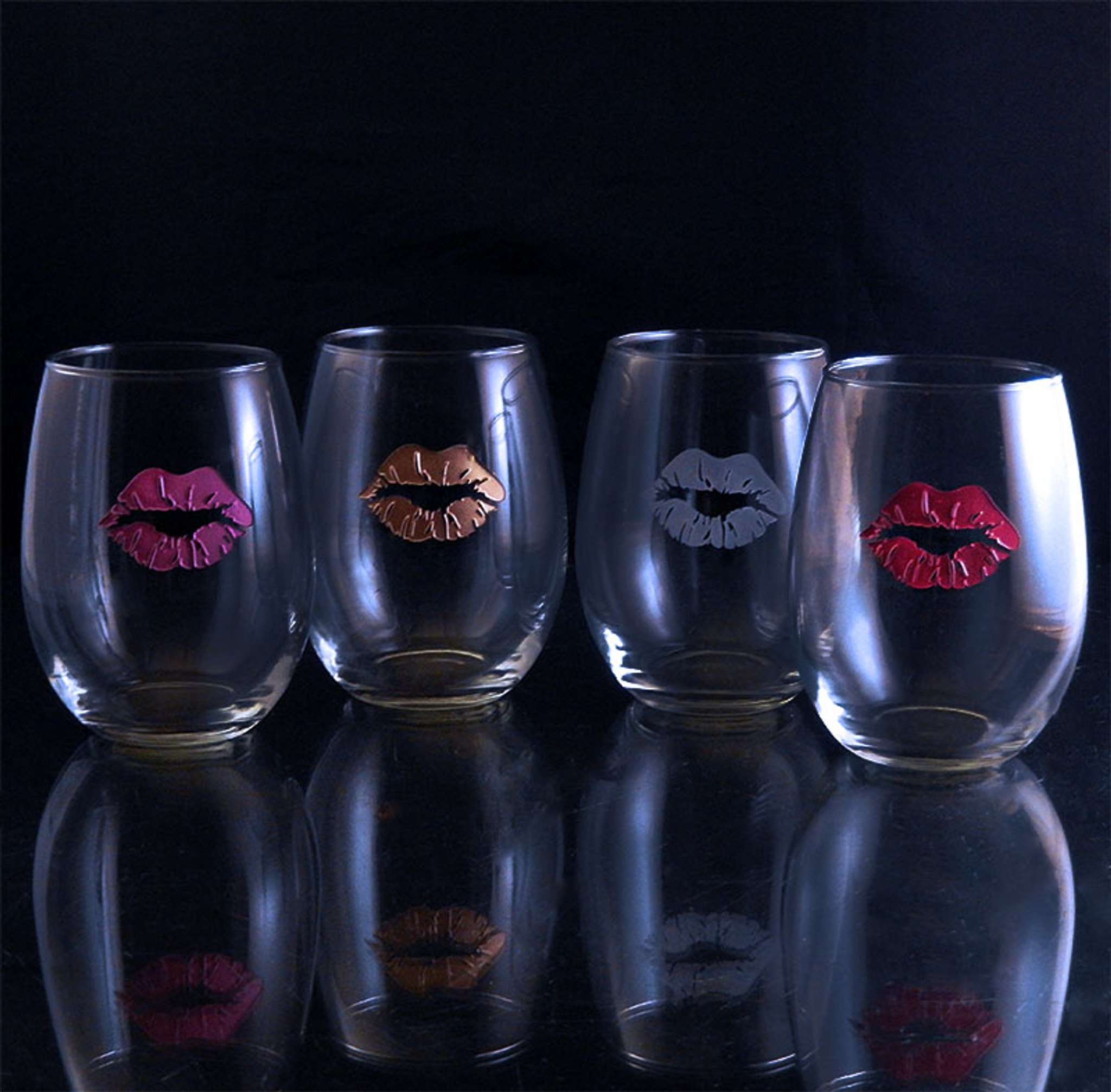 Wine Glasses 21oz, Stemless, set/4, personalized, - The Crystal Shoppe