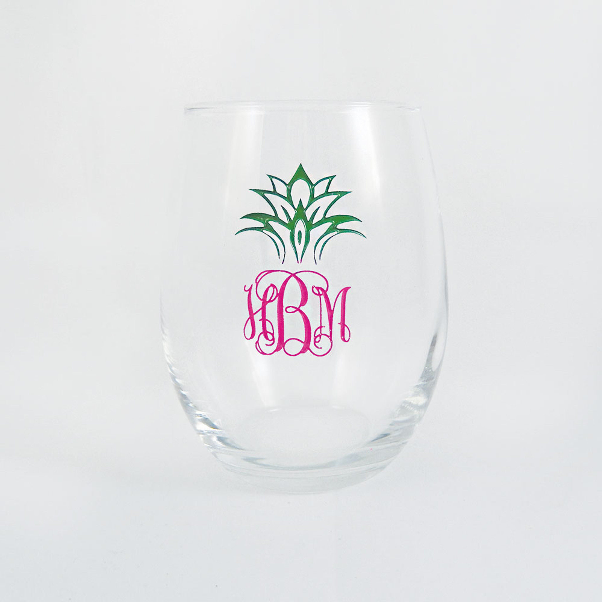 Single Customizable Monogram 15 oz Etched Stemless Wine Glass Engraved  Personalized with Initial and Name