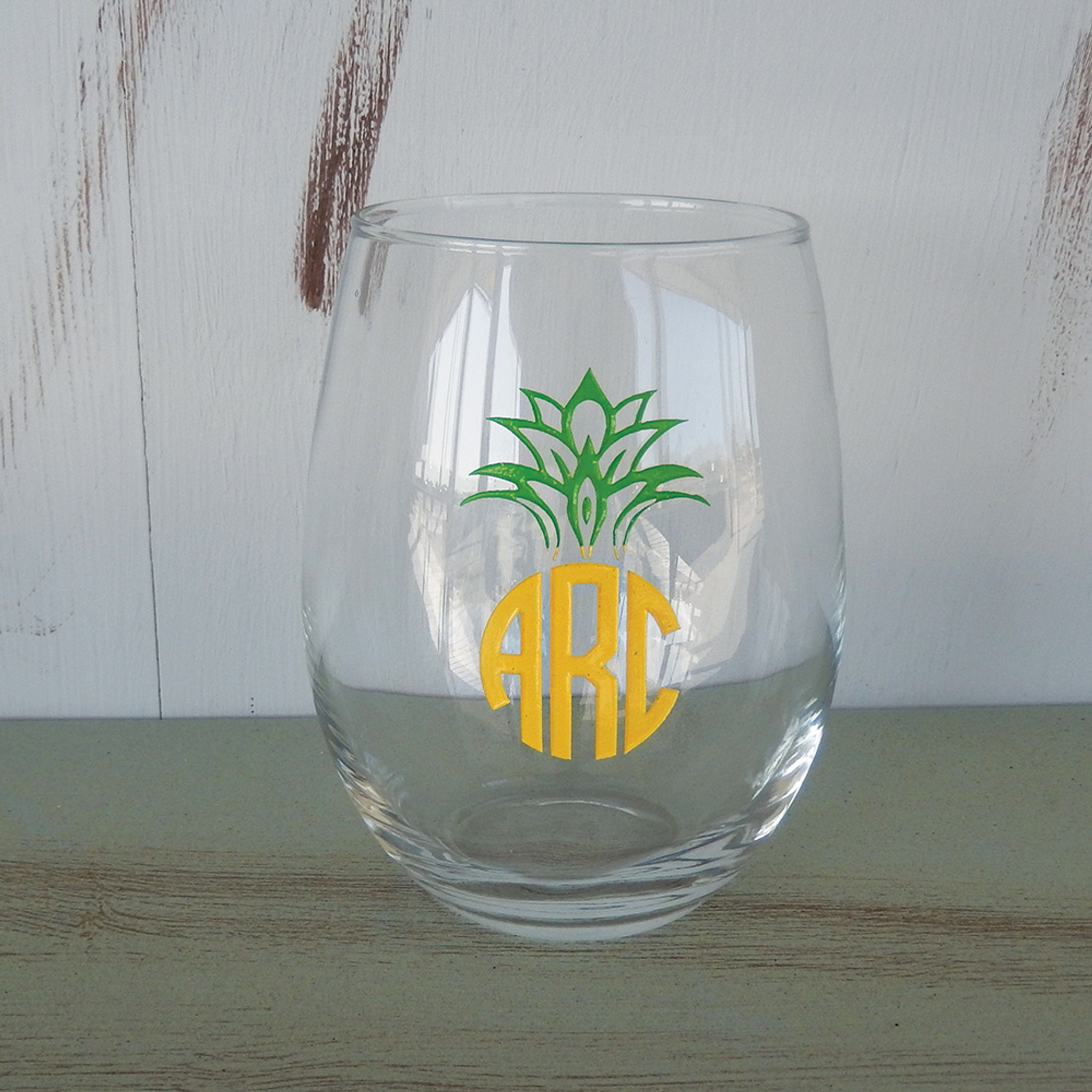 Down the Shore stemless wine tumbler with name or initials