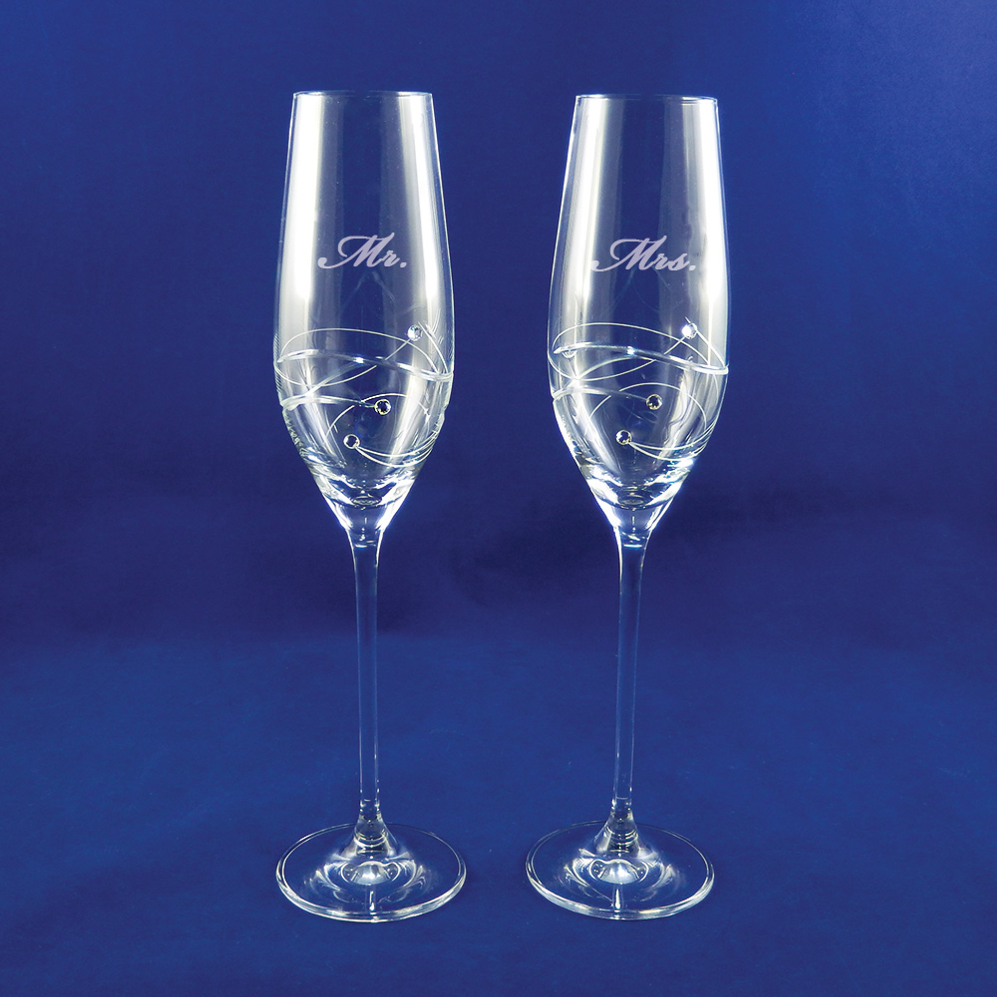 Personalized Wedding Swarovski Crystals Strass Champagne Wine Glasses  Flutes Tall Clear Big Jewel Stones Ceremony Cocktail Classic Nice Gift -   Singapore