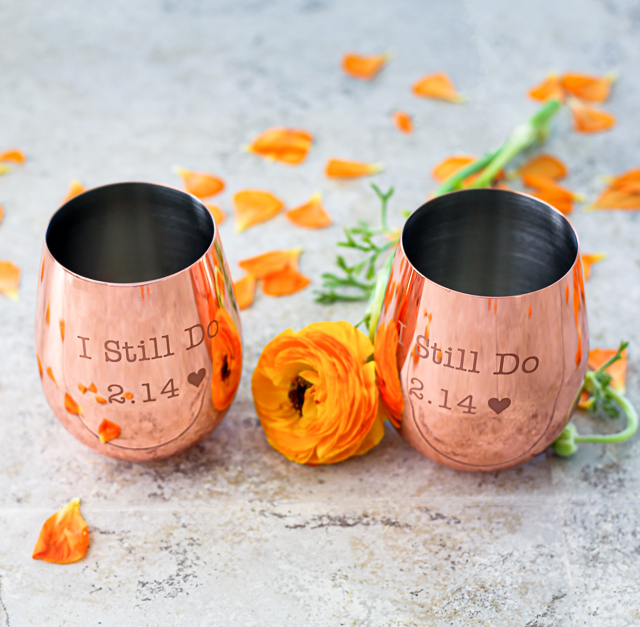 Copper Stemless Wine Glasses (Set of 2), Personalized Unbreakable Glasses,  Monogrammed Moscow Mule Stemless Wines, Engraved Copper Glasses, Hand  Etched Pair of Wine Glasses