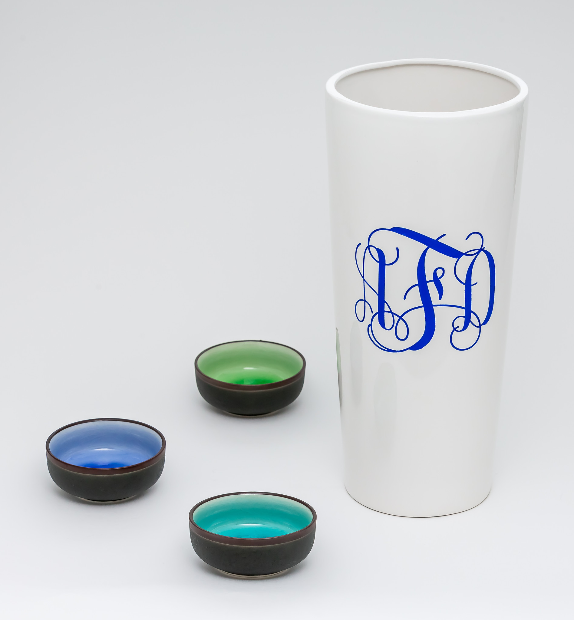 Etched Ariel Collection Ceramic VaseWHITE FUNNEL vase The Crystal Shoppe