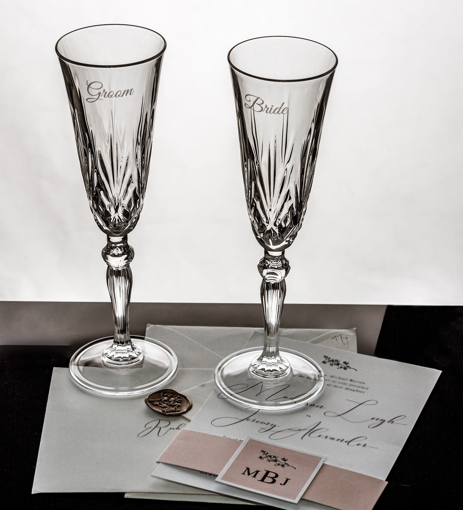 Personalized Crystal Toasting Flutes- great Wedding gift