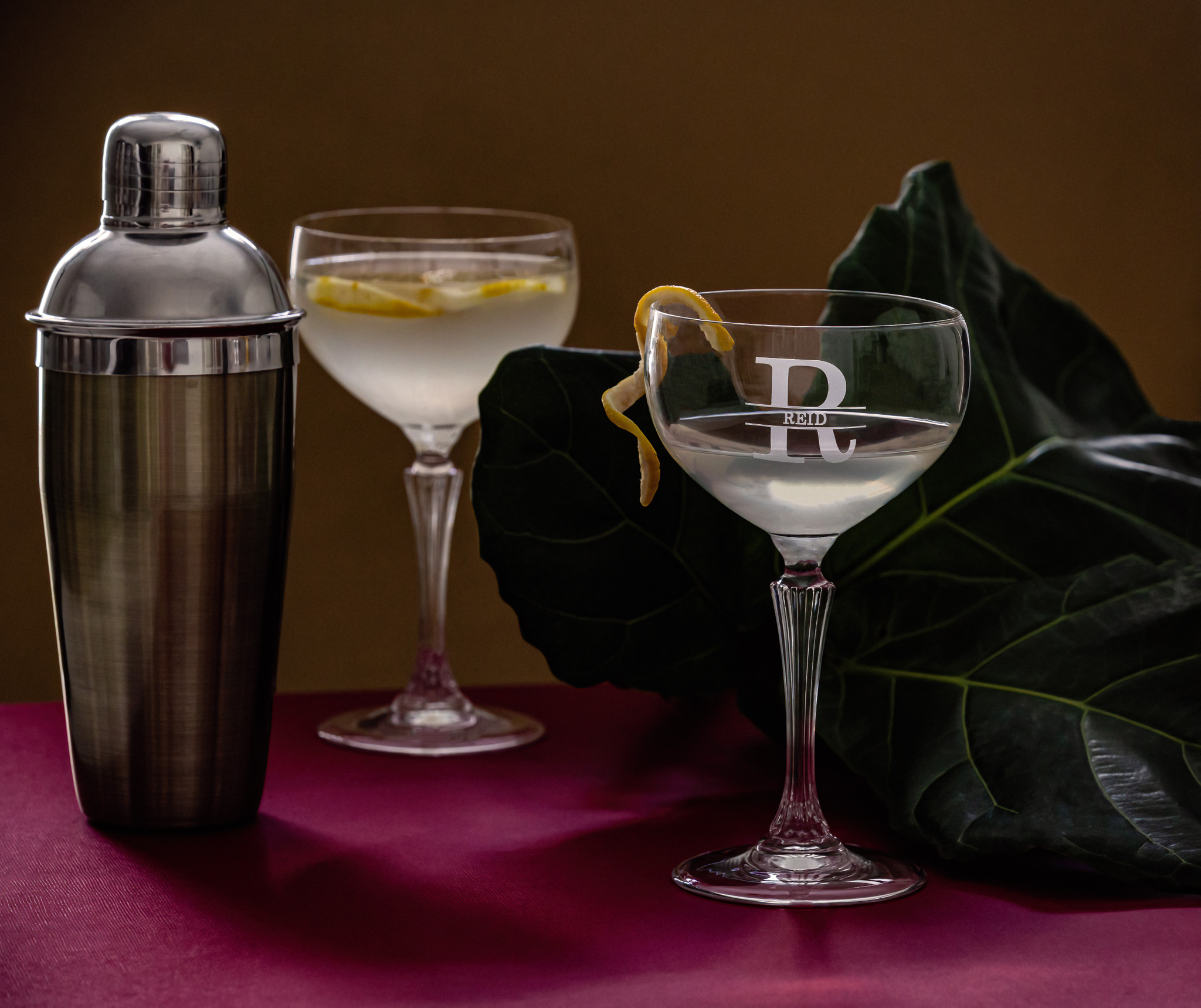 Engraved Martini Shaker & Glasses