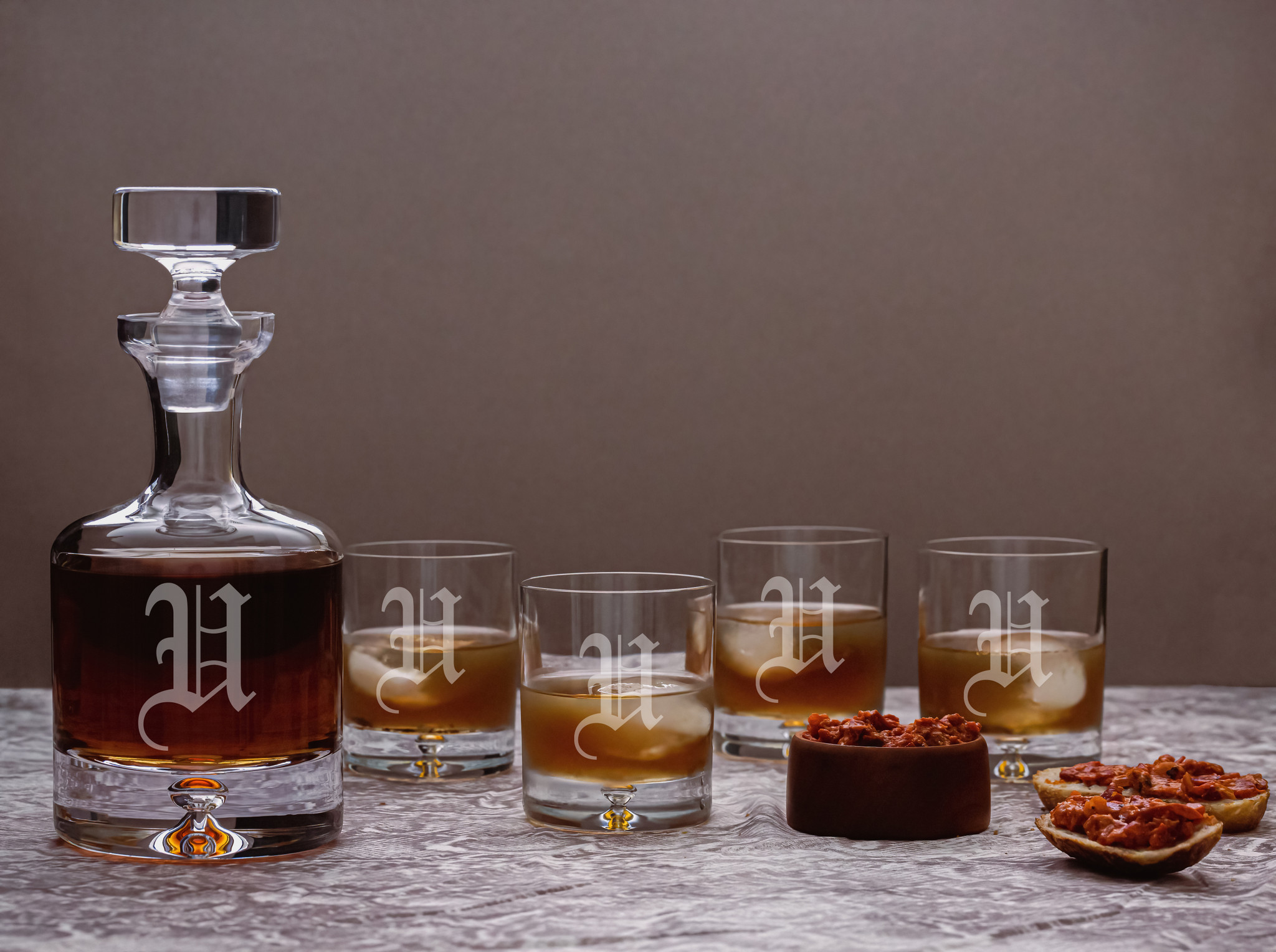 Personalised Crystal Brandy Decanter & Glasses Set