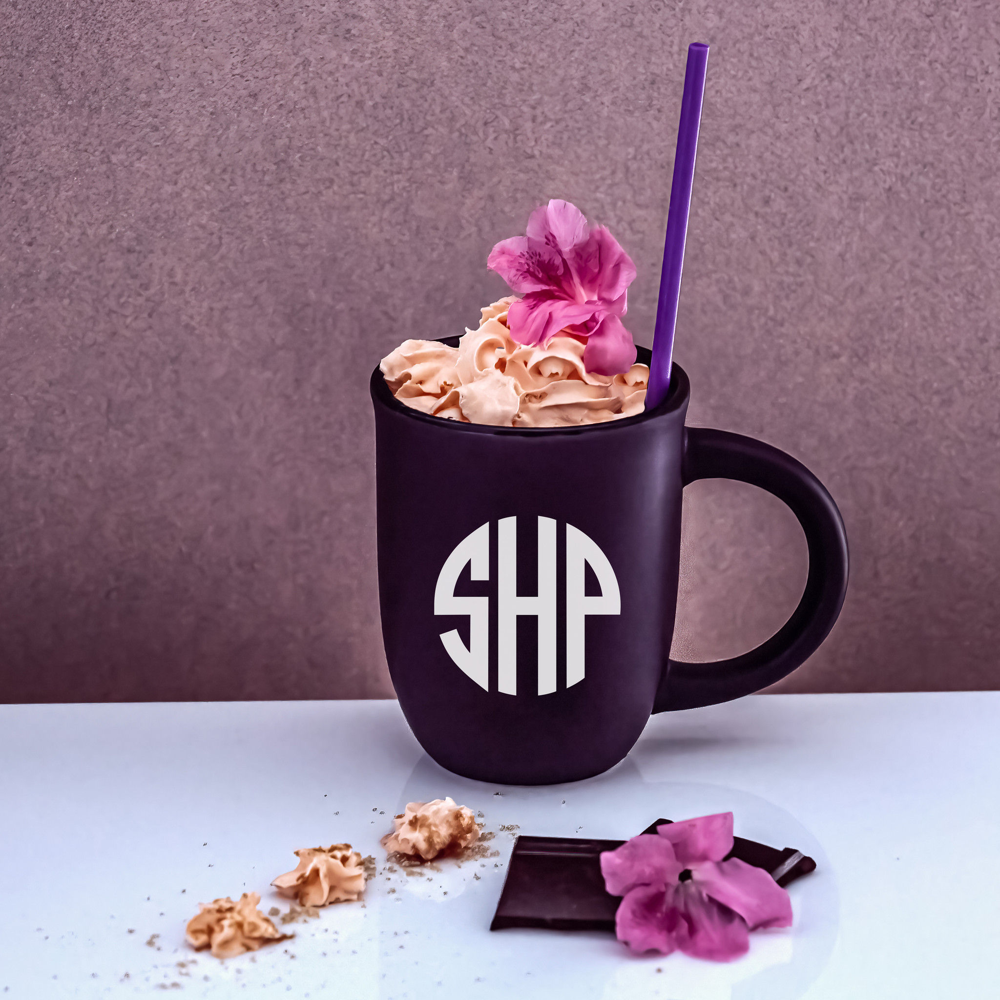 Monogrammed lavender mug, Personalized Gift