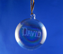 Personalized Hand-Engraved Blown Flying Saucer Ornament