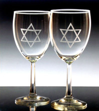 Etched Star of David Nuance Wine Glasses