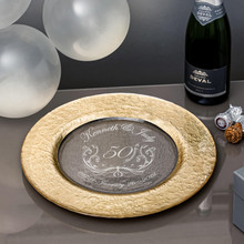 Personalized Gold-Rimmed Anniversary Platter