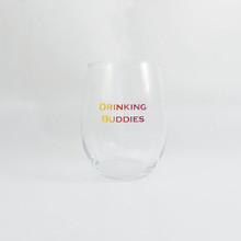 Tie Dye Drinking Buddies Stemless Wine Glass - Warm Colors