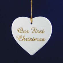 Personalized Porcelain Flat Heart Ornament