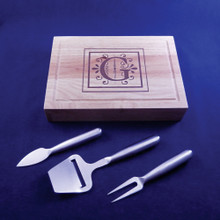 Monogrammed Cheeseboard with Stainless Steel Utensils