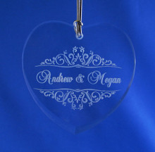 Personalized Optic Crystal Heart shaped Ornament