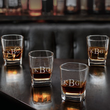 Personalized Set/4 Square-bottomed Rocks Glasses