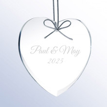 Heart Shaped Beveled Ornament with 2 names 
