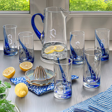 Blue Ribbon Etched Pitcher Set