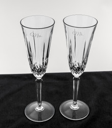 Grandeeza Crystal Flutes, Wedding Glasses, Etched Toasting Glasses