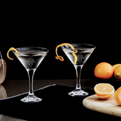 Engraved Jazz Martini Shaker with 2 Personalized Martini Glasses