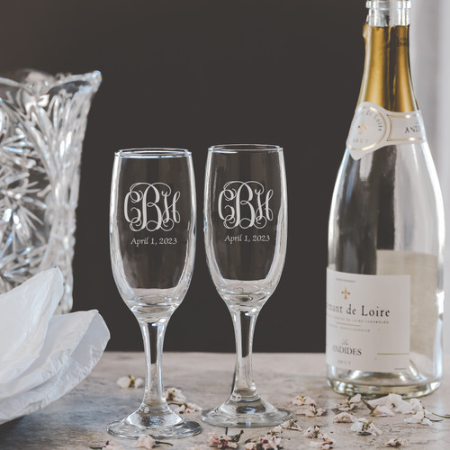 Personalized Bistro Toasting Flutes