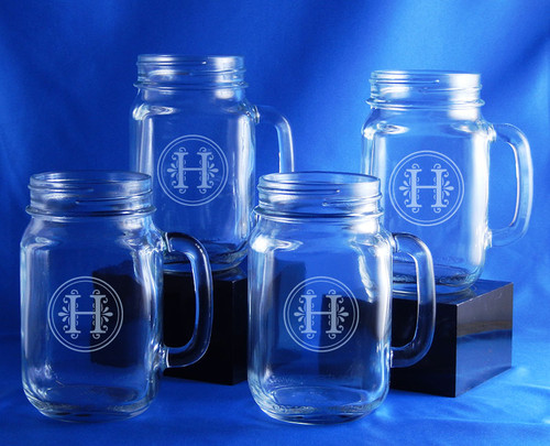 Monogrammed Mason Jar Mugs