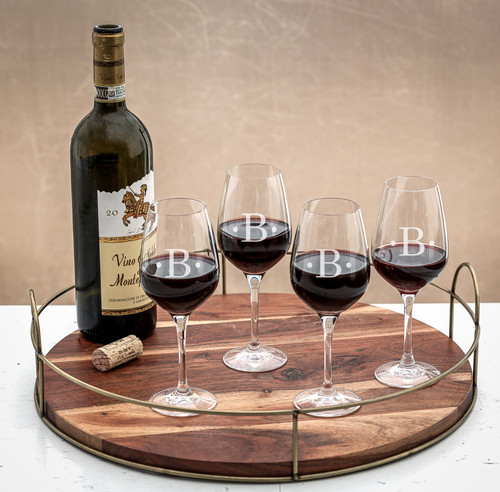 Etched 8oz Wine Glasses Set/4