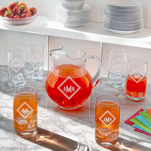 Kool Aid Pitcher Set, Etched with Monogram