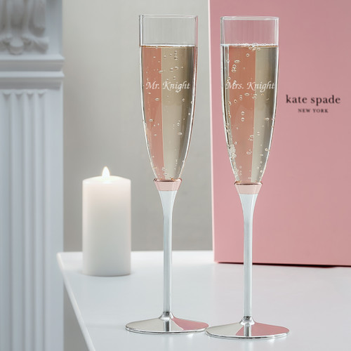 Monogrammed Kate Spade Crystal Flutes - Rosy Glow Flutes