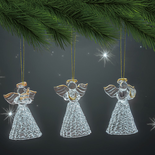 Set/3 Spun Glass Angel Ornaments