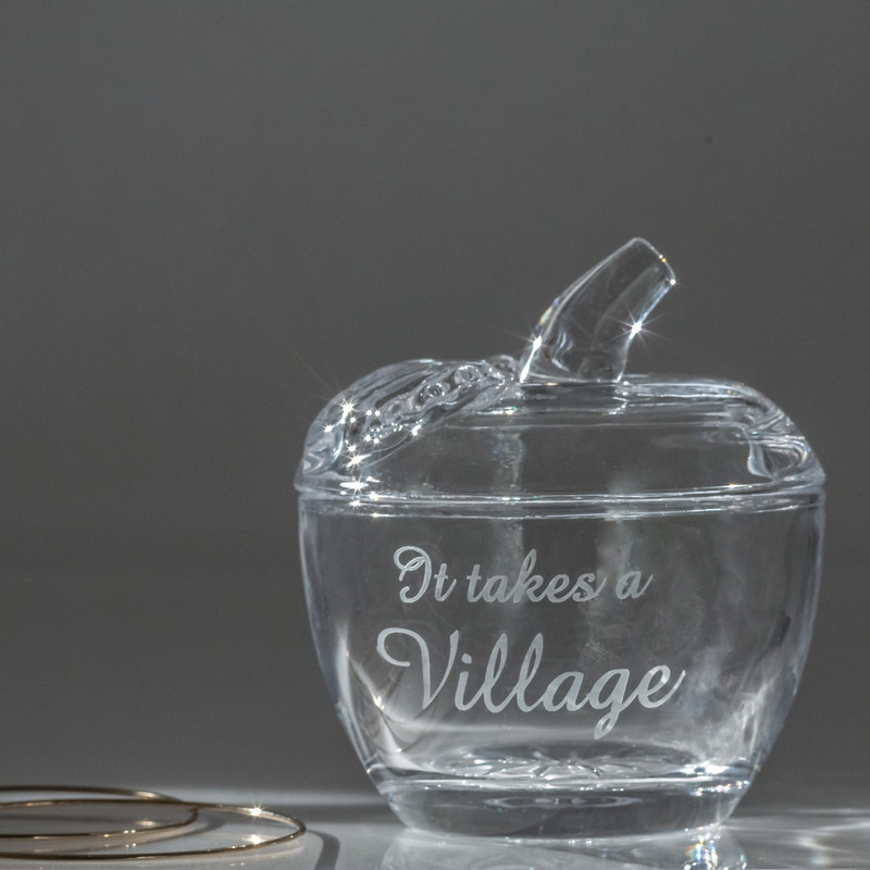 Glass Apple Trinket Box Hand Engraved By The Crystal Shoppe