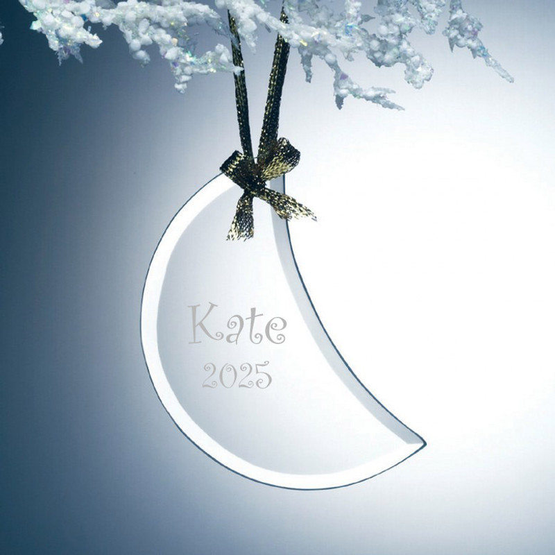 Etched Moon Beveled Ornament