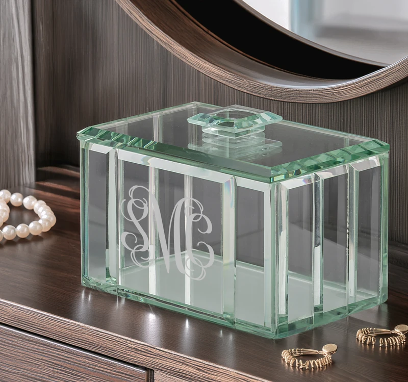 Helena Personalized Jade Crystal Jewelry Box