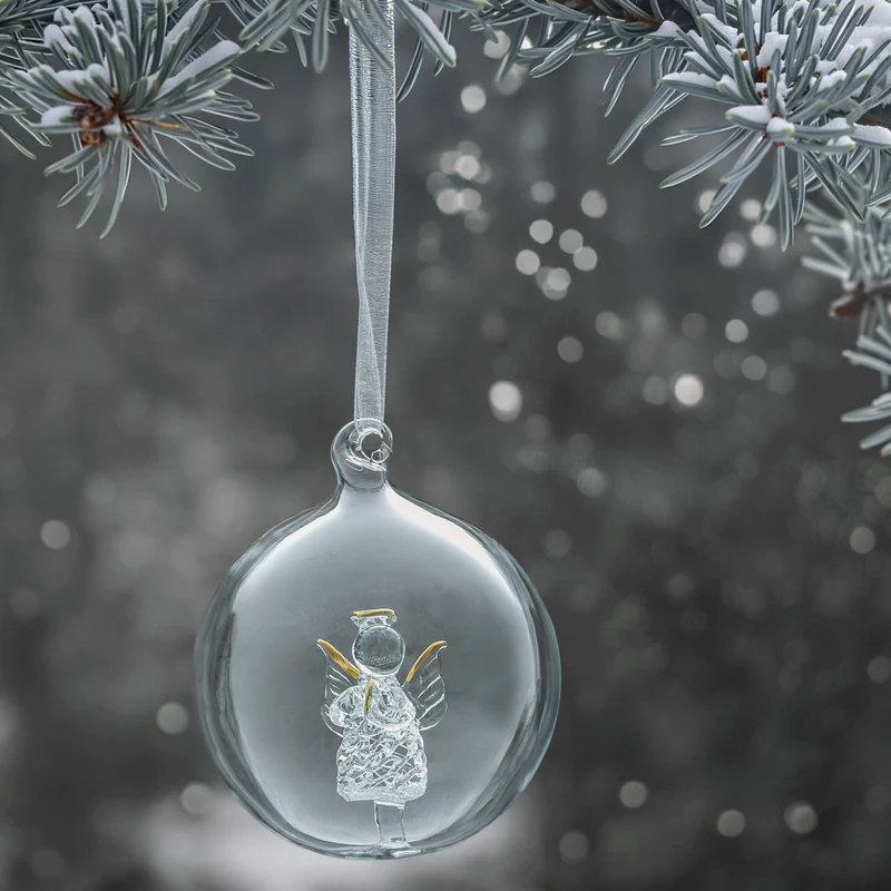 Hand-Blown Angel Ornament, 80mm