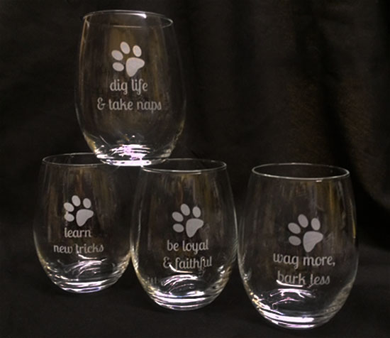 Custom Dog Wine Glass Set by NelliDesigns and Kajo Inscriptions