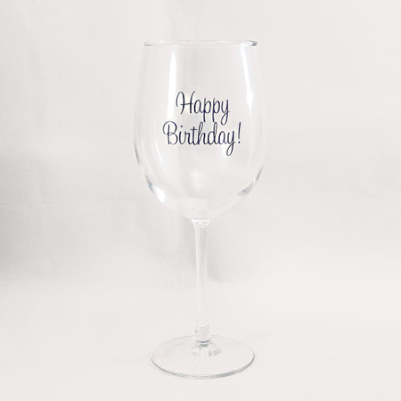 Happy Birthday Wine Glass Engraved - The Crystal Shoppe