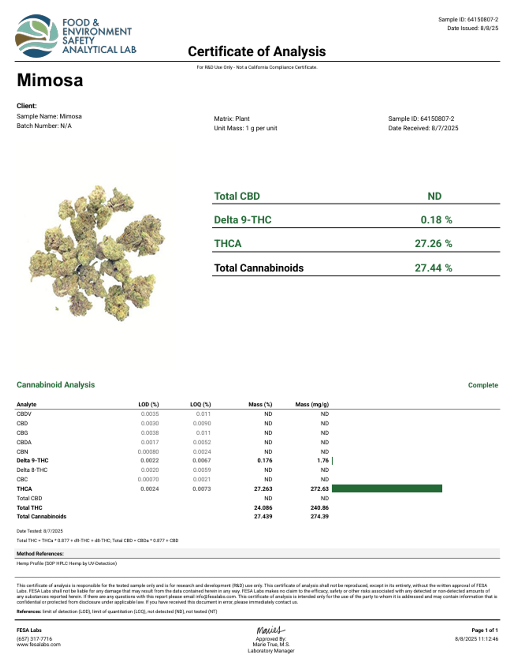 Mimosa Premium High THCa Flower Mimosa Premium High THCa Flower