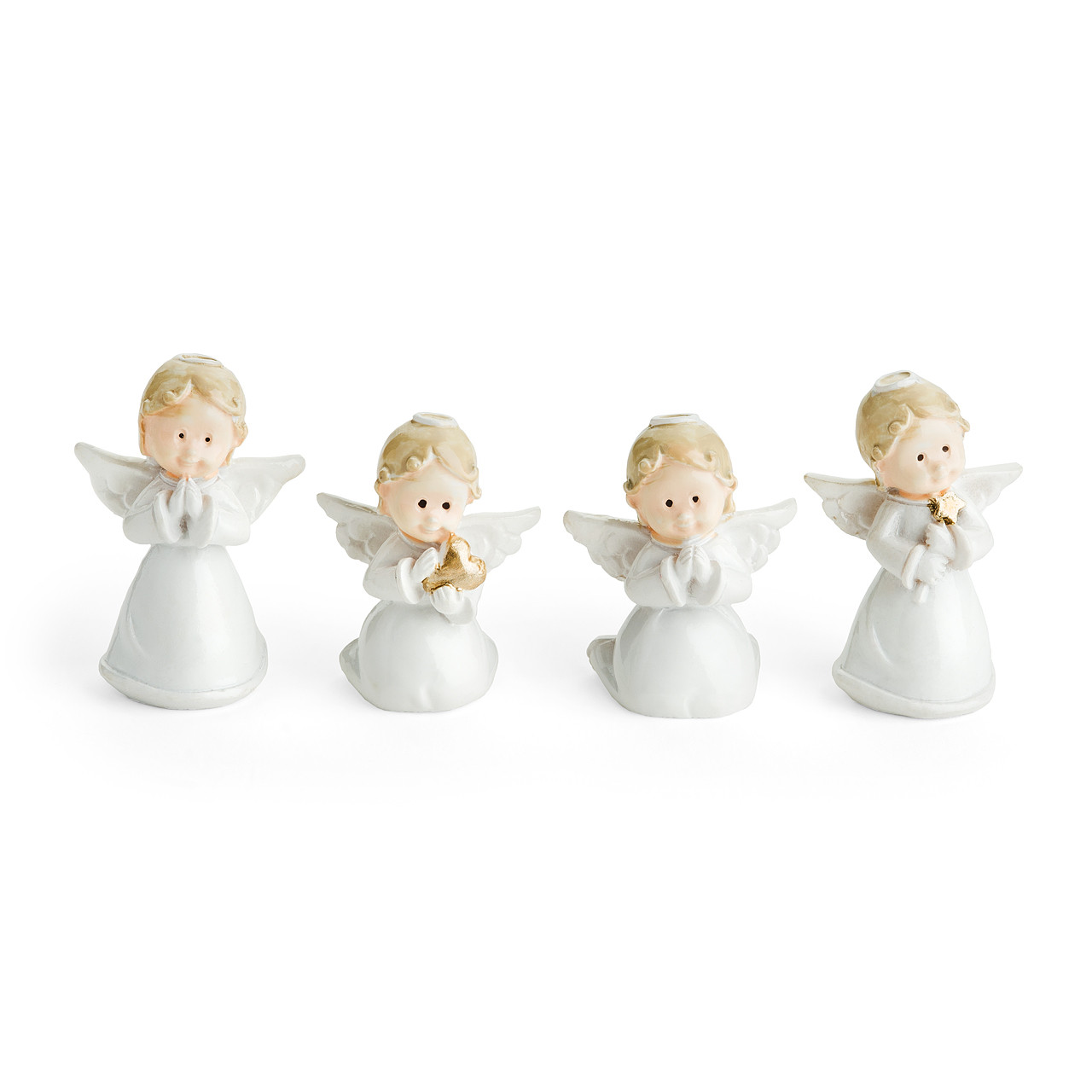 ANGELS - Four Little Miniature Ceramic Angel Figurines / Set of 12 Pcs.