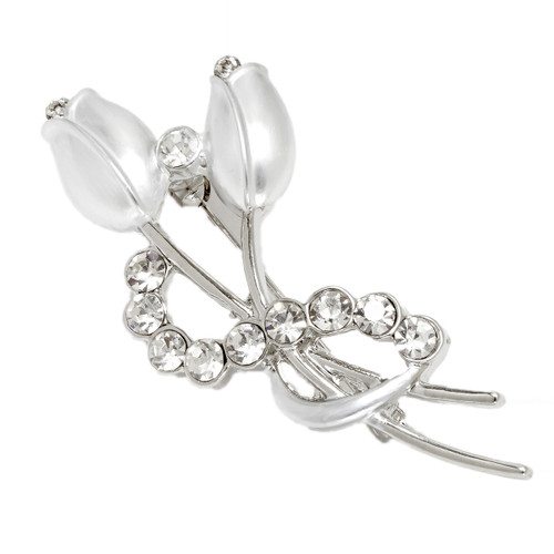 Tulip Brooch Brush Painted Pearlized Off-White