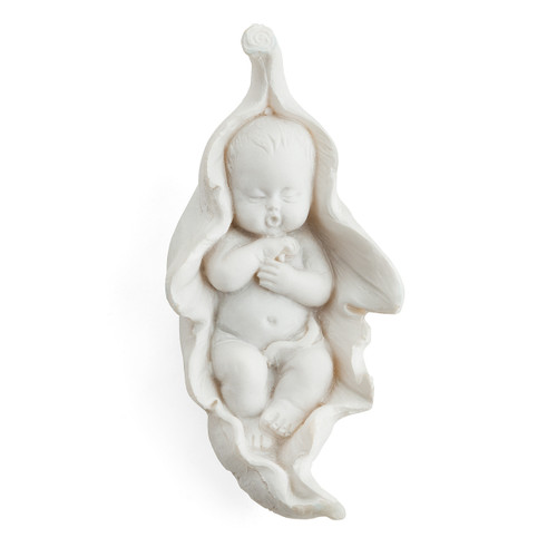 Miniature Sleeping Baby in Leaf Figurine