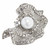 Sparkling Brooch Crinkled Silver Pearl