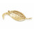 Leaf Shape Rhinestone Brooch Gold Finish Back Side Image