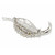 Leaf Shape Rhinestone Brooch Silver Finish Back Side Image