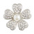 Flower Rhinestone Embellishment-Silver Plated