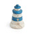 Blue and White Striped Miniature Lighthouse Figurine