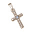 Rhinestone Cross Pendant Bail Top Blue Center Stone